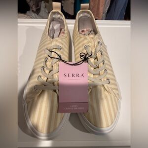 Serra Women's Beige Striped Canvas Sneakers